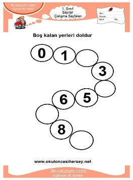 Çocuklar İçin Sayılar Çalışma Sayfaları 